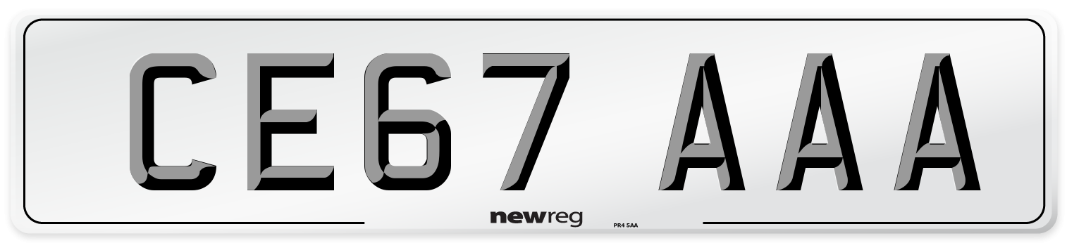 CE67 AAA Number Plate from New Reg